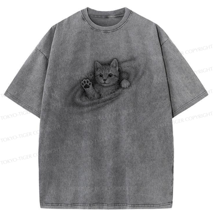 Tokyo-Tiger Little Galaxy Cat Washed T-Shirt