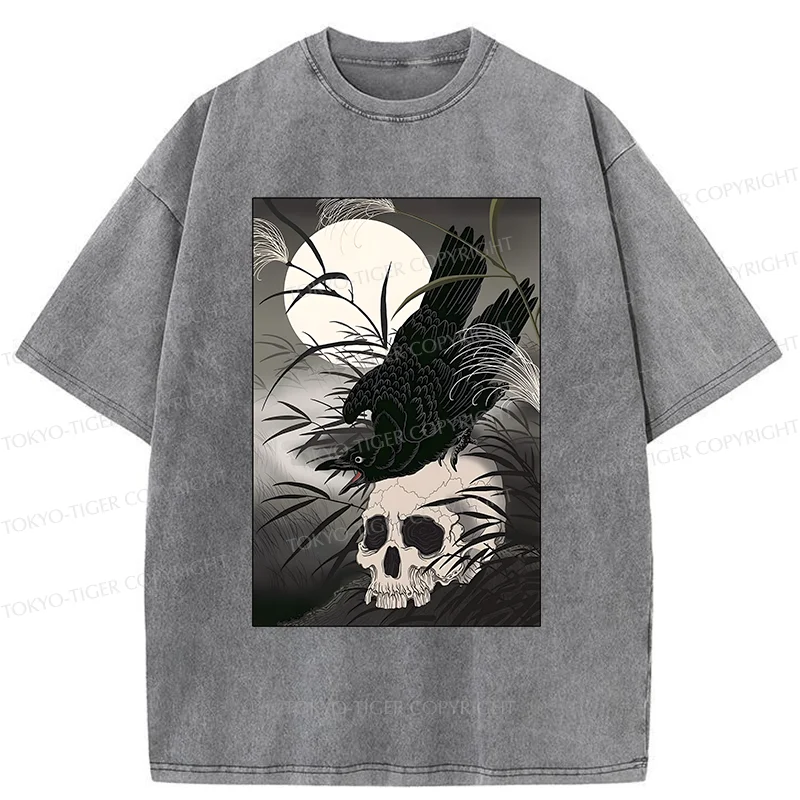 Tokyo-Tiger Ukiyoe Crow Washed T-Shirt