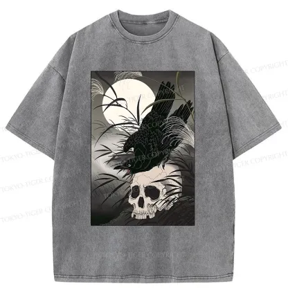 Tokyo-Tiger Ukiyoe Crow Washed T-Shirt