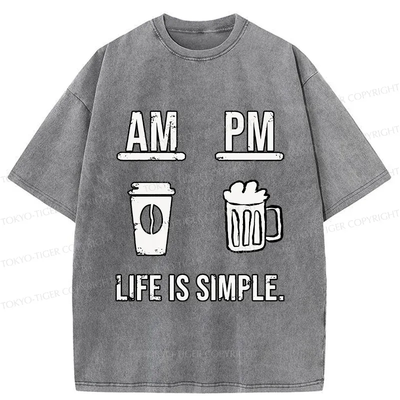 Tokyo-Tiger Coffee In The Morning And Beer In The Evening Washed T-Shirt Sale