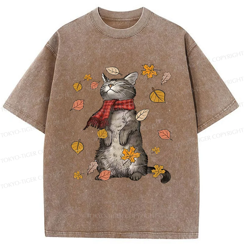 Tokyo-Tiger Autumn Cat Washed T-Shirt