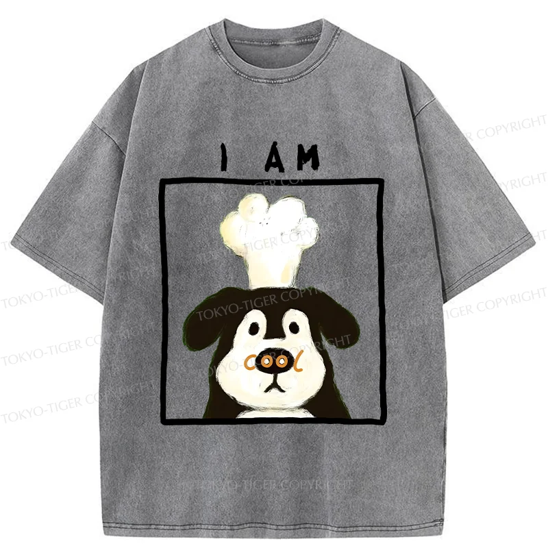 Tokyo-Tiger Cool Dog Chef Washed T-Shirt