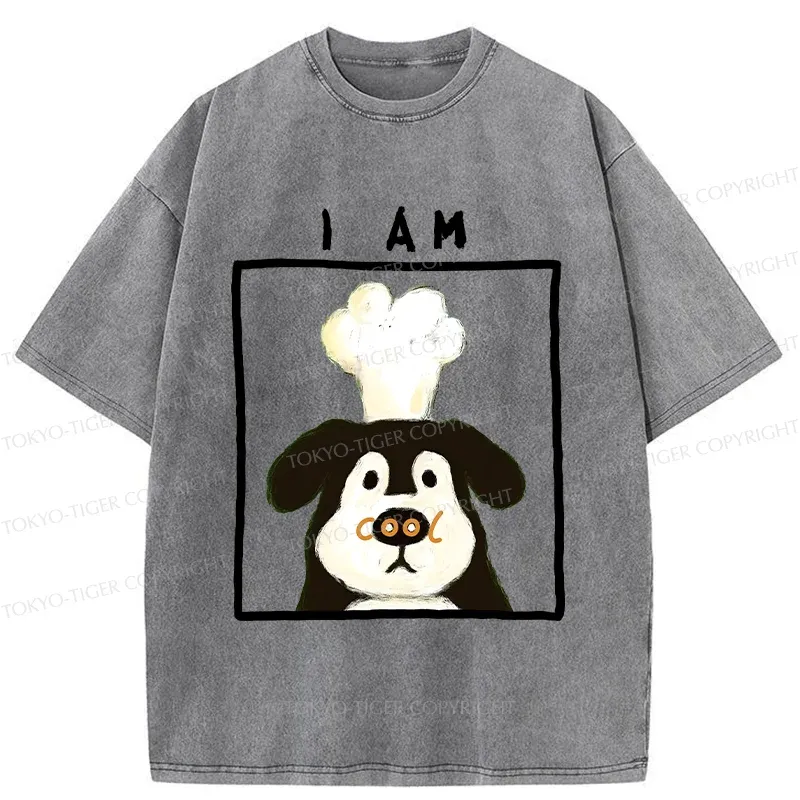 Tokyo-Tiger Cool Dog Chef Washed T-Shirt