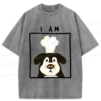 Tokyo-Tiger Cool Dog Chef Washed T-Shirt
