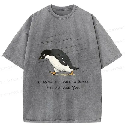 Tokyo-Tiger Penguins Walking In The Rain Washed T-Shirt