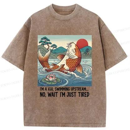 Tokyo-Tiger Funny Koi Washed T-Shirt