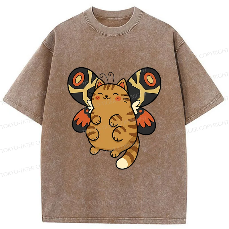 Tokyo-Tiger Cat Butterfly Washed T-Shirt