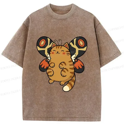 Tokyo-Tiger Cat Butterfly Washed T-Shirt