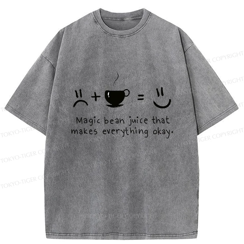 Tokyo-Tiger Magic Coffee Beans Washed T-Shirt