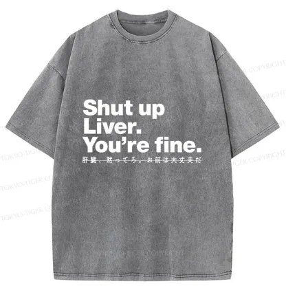 Tokyo-Tiger Liver And Alcohol Funny Washed T-Shirt