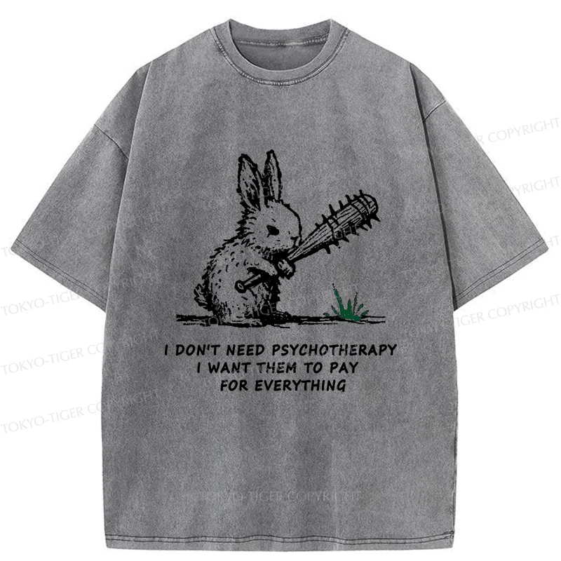 Tokyo-Tiger Violent Rabbit Funny Washed T-Shirt