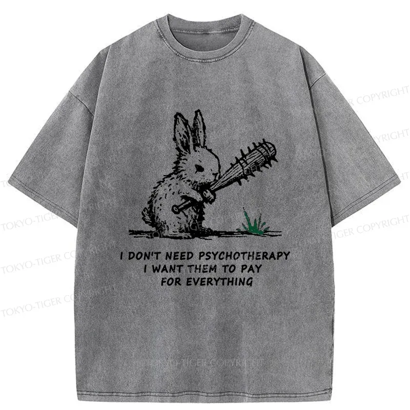 Tokyo-Tiger Violent Rabbit Funny Washed T-Shirt