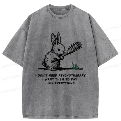 Tokyo-Tiger Violent Rabbit Funny Washed T-Shirt