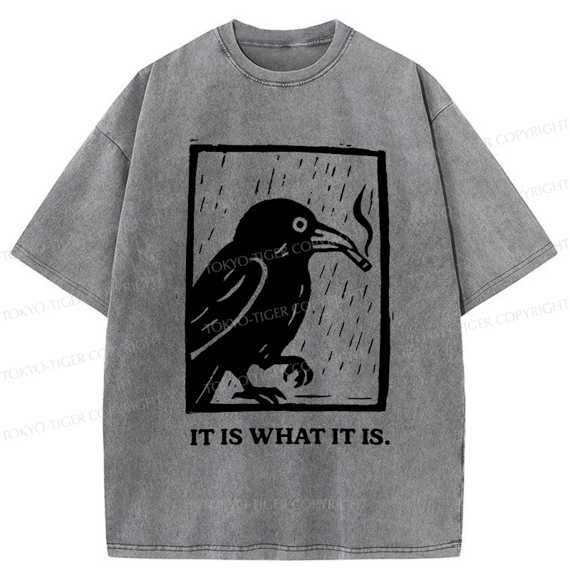 Tokyo-Tiger Smoking Crow Washed T-Shirt