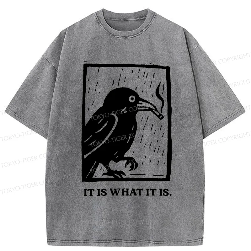 Tokyo-Tiger Smoking Crow Washed T-Shirt