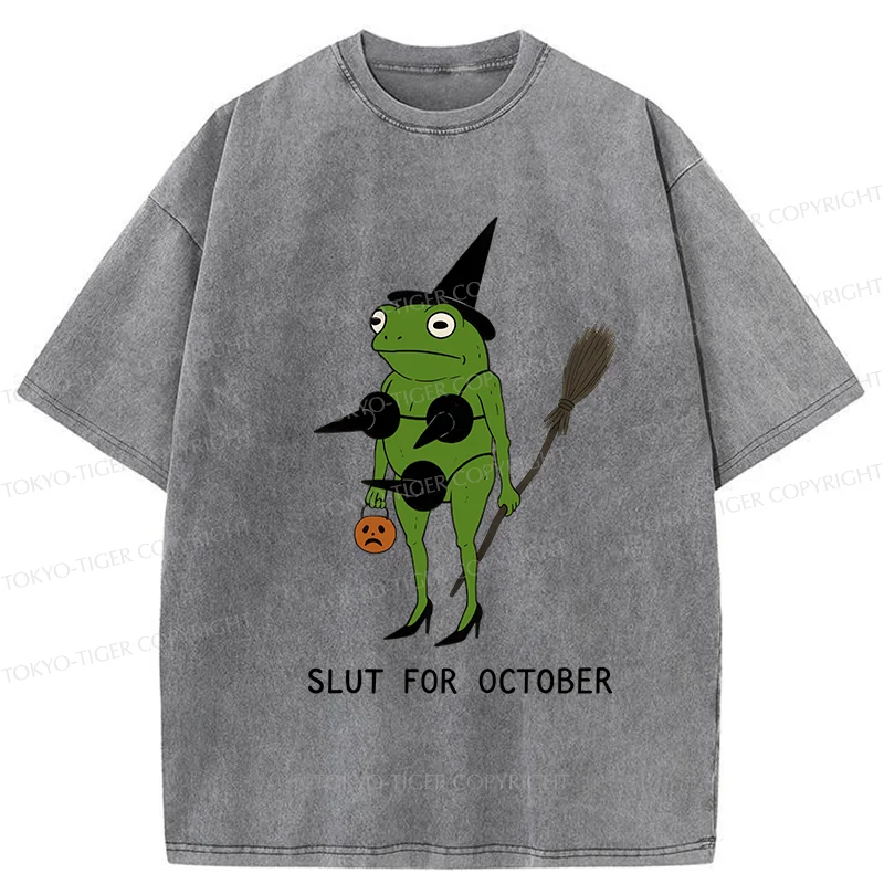 Tokyo-Tiger Halloween Frog Witch Washed T-Shirt