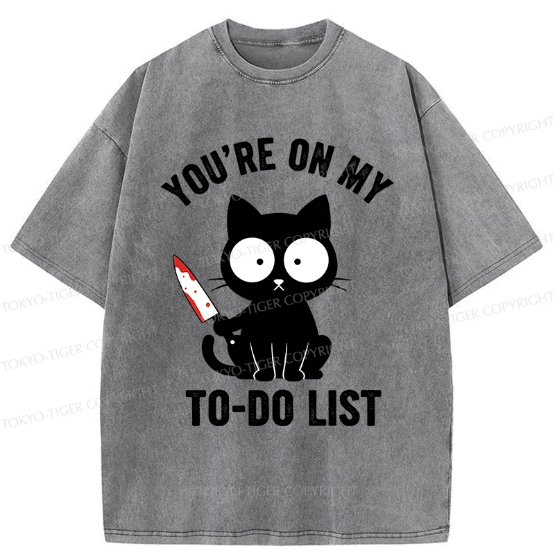 Tokyo-Tiger Cat Ready To Murder Washed T-Shirt