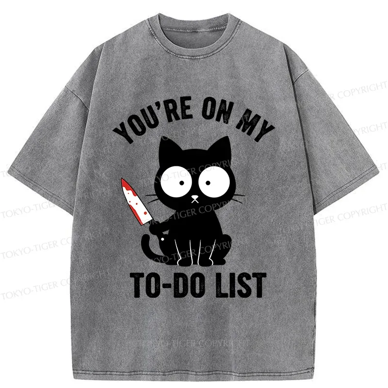 Tokyo-Tiger Cat Ready To Murder Washed T-Shirt
