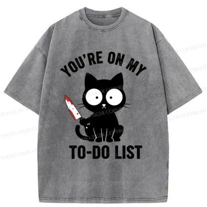 Tokyo-Tiger Cat Ready To Murder Washed T-Shirt