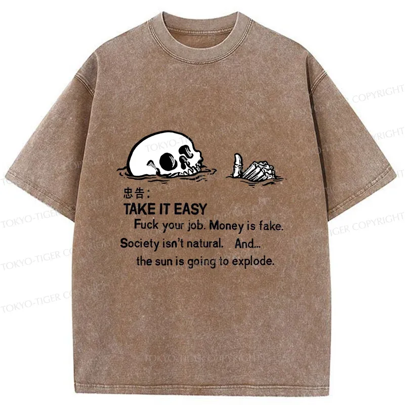 Tokyo-Tiger Skeleton Ridicule Washed T-Shirt