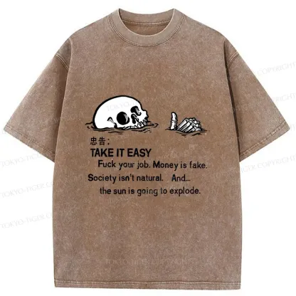 Tokyo-Tiger Skeleton Ridicule Washed T-Shirt