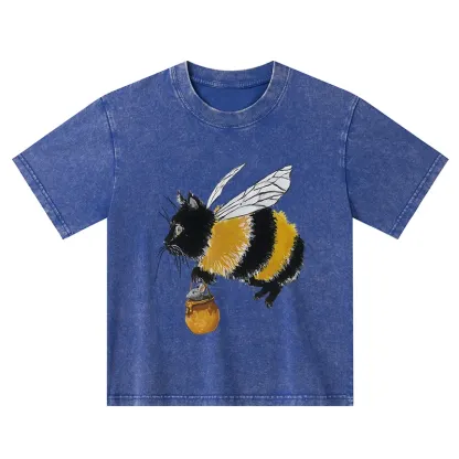 Tokyo-Tiger Catbee Funny Kids Washed T-Shirt