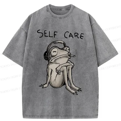 Tokyo-Tiger Self Care Music Frog Washed T-Shirt