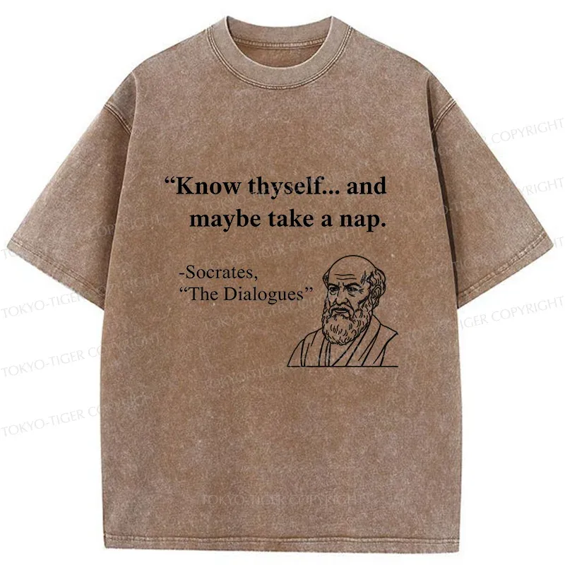 Tokyo-Tiger Socrates' Philosophy Funny Washed T-Shirt