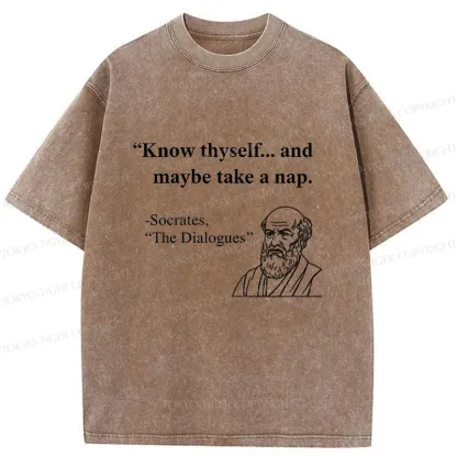 Tokyo-Tiger Socrates' Philosophy Funny Washed T-Shirt