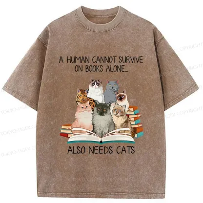 Tokyo-Tiger Cats Are A Necessity For Humans Washed T-Shirt