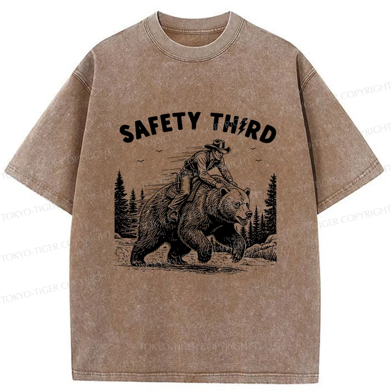 Tokyo-Tiger Human Riding A Bear Washed T-Shirt