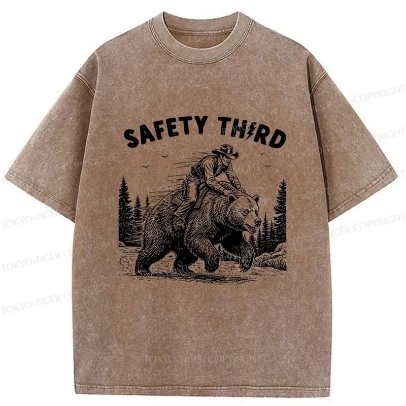 Tokyo-Tiger Human Riding A Bear Washed T-Shirt