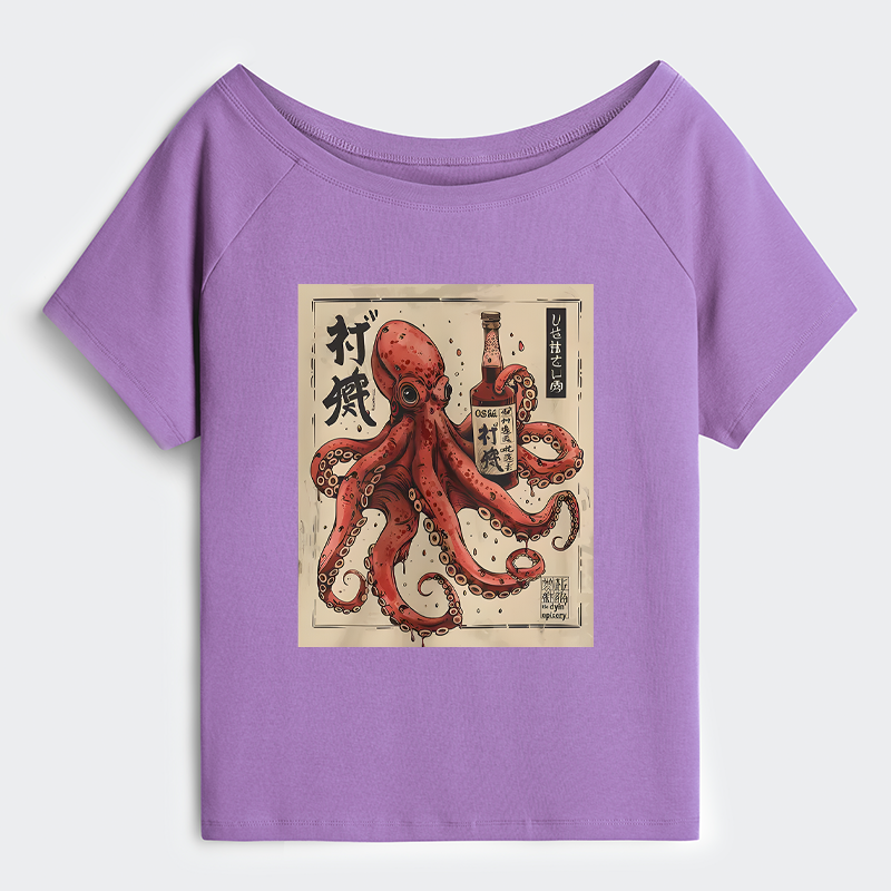 Tokyo-Tiger Osaka Saké Octopus Off Shoulder T-Shirt