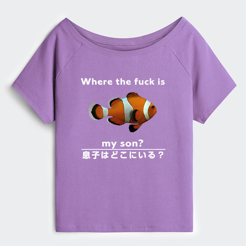 Tokyo-Tiger Fish Looking For Son Off Shoulder T-Shirt