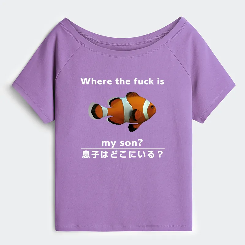 Tokyo-Tiger Fish Looking For Son Off Shoulder T-Shirt
