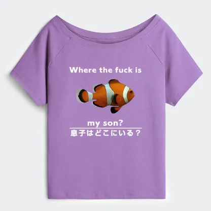 Tokyo-Tiger Fish Looking For Son Off Shoulder T-Shirt