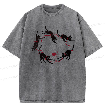 Tokyo-Tiger A Kitten Playing With Yarn Washed T-Shirt