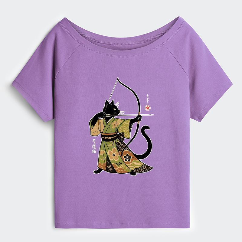 Tokyo-Tiger Japan Cat Archery Off Shoulder T-Shirt