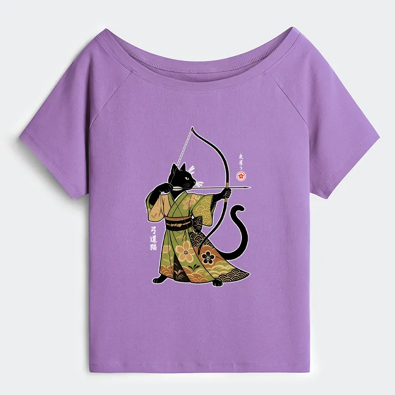 Tokyo-Tiger Japan Cat Archery Off Shoulder T-Shirt