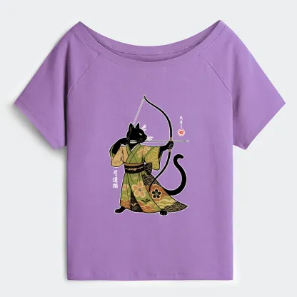 Tokyo-Tiger Japan Cat Archery Off Shoulder T-Shirt