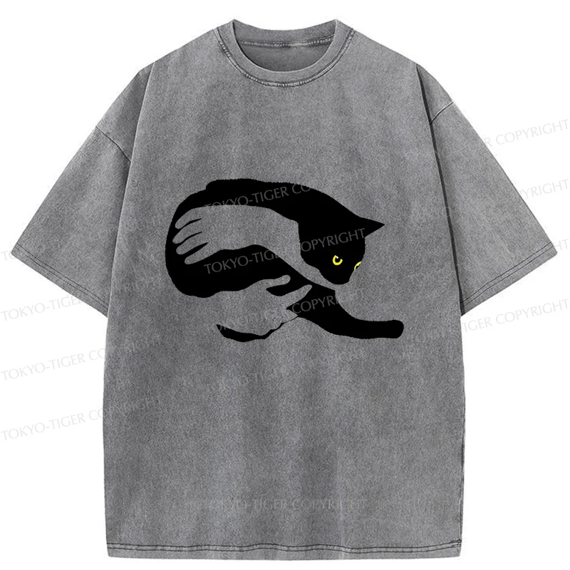 Tokyo-Tiger Holding A Cat Washed T-Shirt