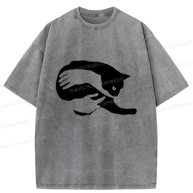 Tokyo-Tiger Holding A Cat Washed T-Shirt