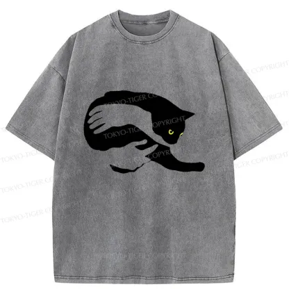 Tokyo-Tiger Holding A Cat Washed T-Shirt