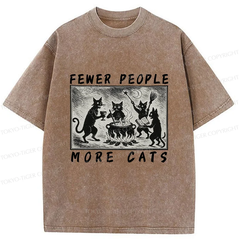 Tokyo-Tiger More Cats Funny Washed T-Shirt