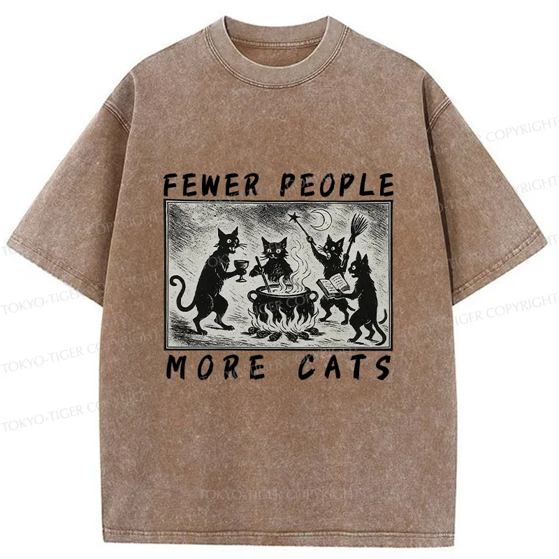Tokyo-Tiger More Cats Funny Washed T-Shirt