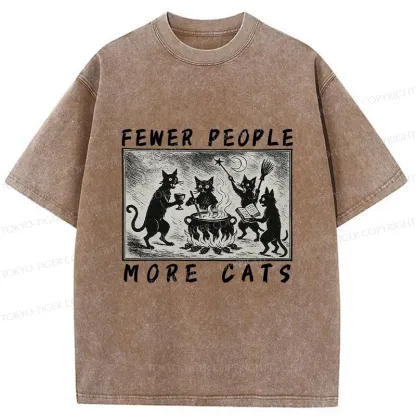 Tokyo-Tiger More Cats Funny Washed T-Shirt