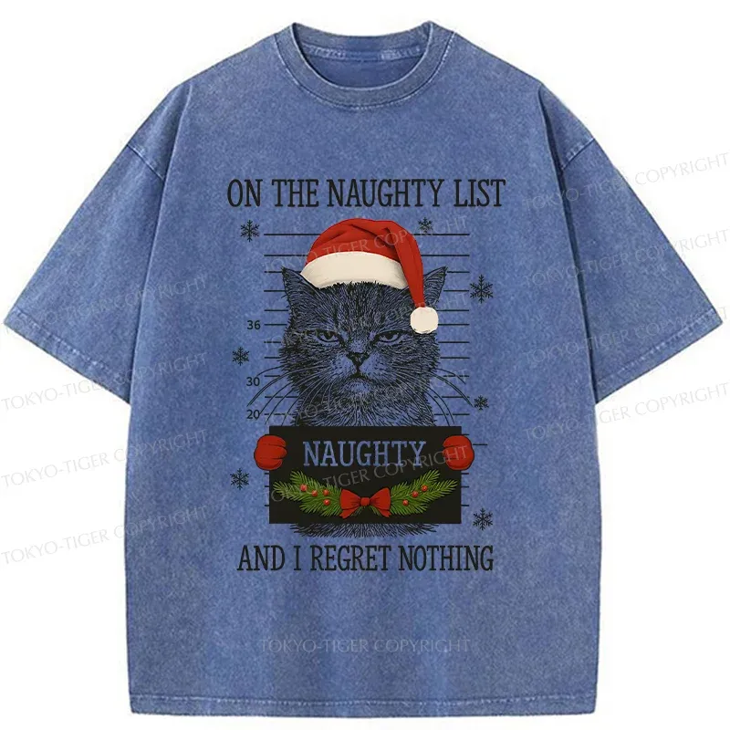 Tokyo-Tiger Christmas Naughty Cat Washed T-Shirt Sale