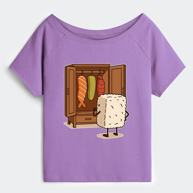 Tokyo-Tiger Sushi Pick Out Clothes Off Shoulder T-Shirt