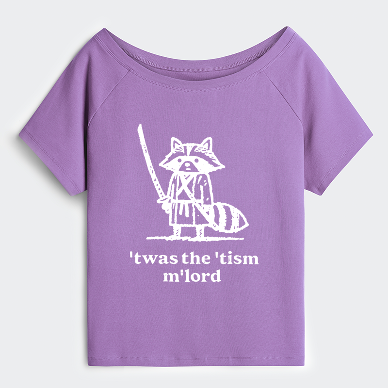 Tokyo-Tiger Focused Samurai Raccoon Off Shoulder T-Shirt