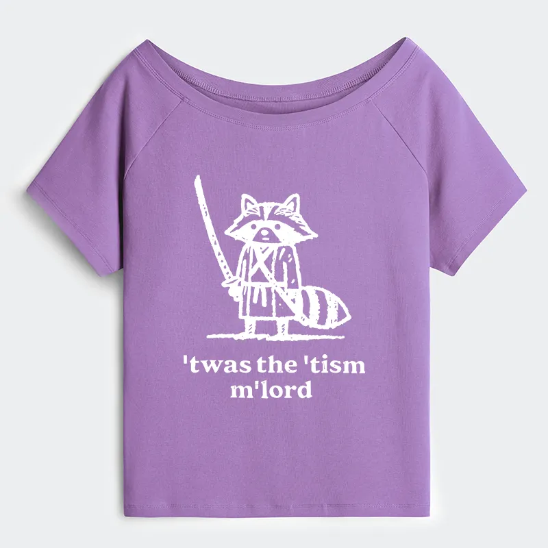 Tokyo-Tiger Focused Samurai Raccoon Off Shoulder T-Shirt